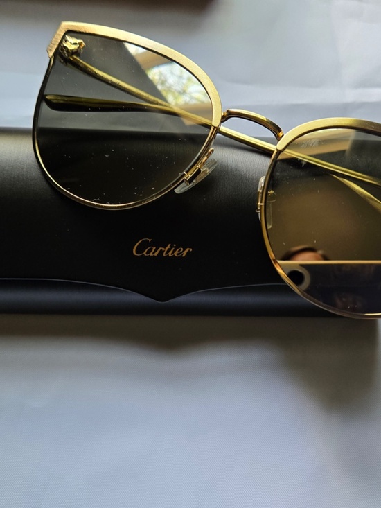 NEW - Authentic Panthere De Cartier Cat Eye Sunglasses CT0198S Gold main image 10